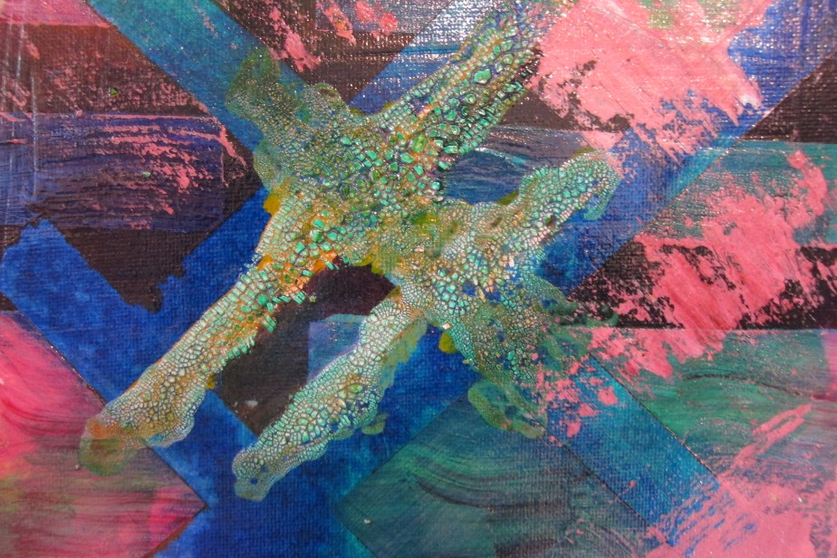 acrylic, gel. paper, ink